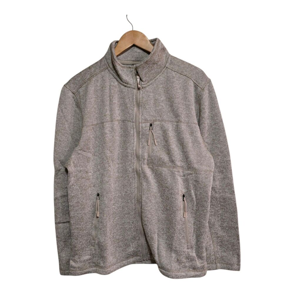 Ahead Performance Men’s Large Oatmeal Zip-Up Fleece Jacket NWT Moisture-Wicking